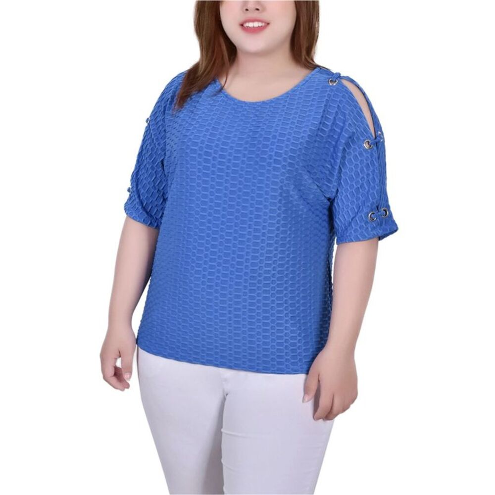 NY Collection Womens Petite Embellished Basic T-Shirt, NWT